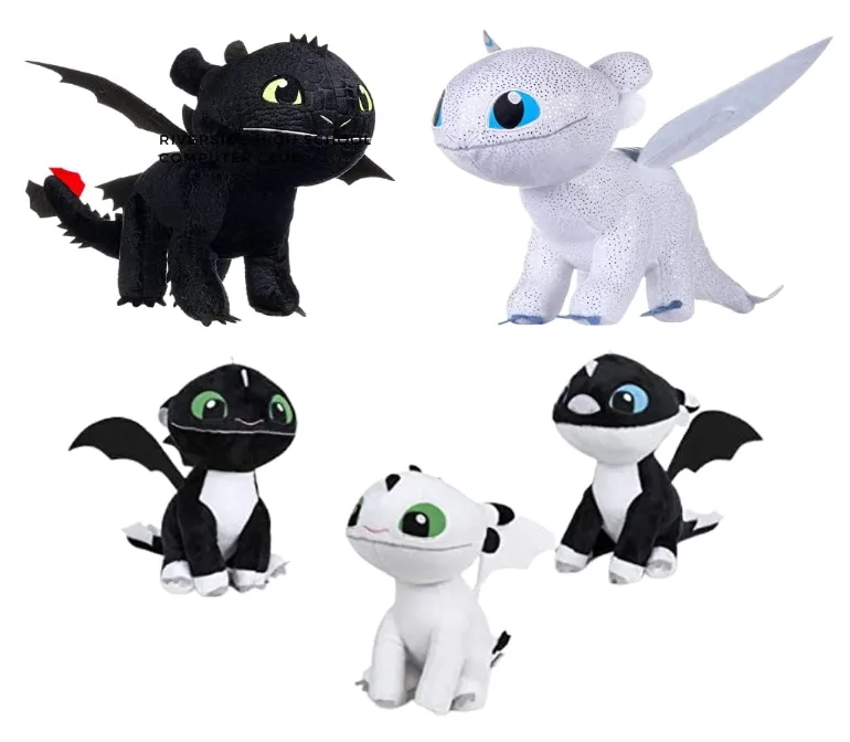Small Toothless & Light Fury Glow in the Dark Wings