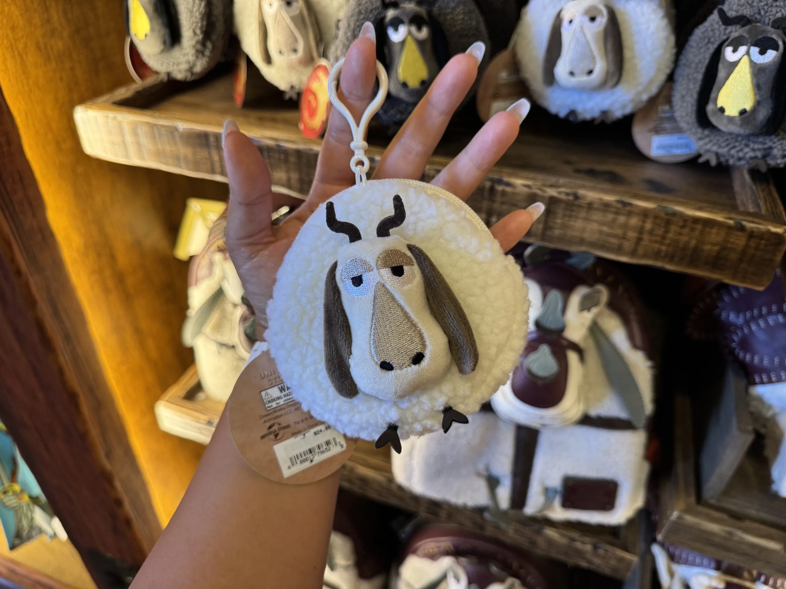 White Zip Pouch Sheep Keychain