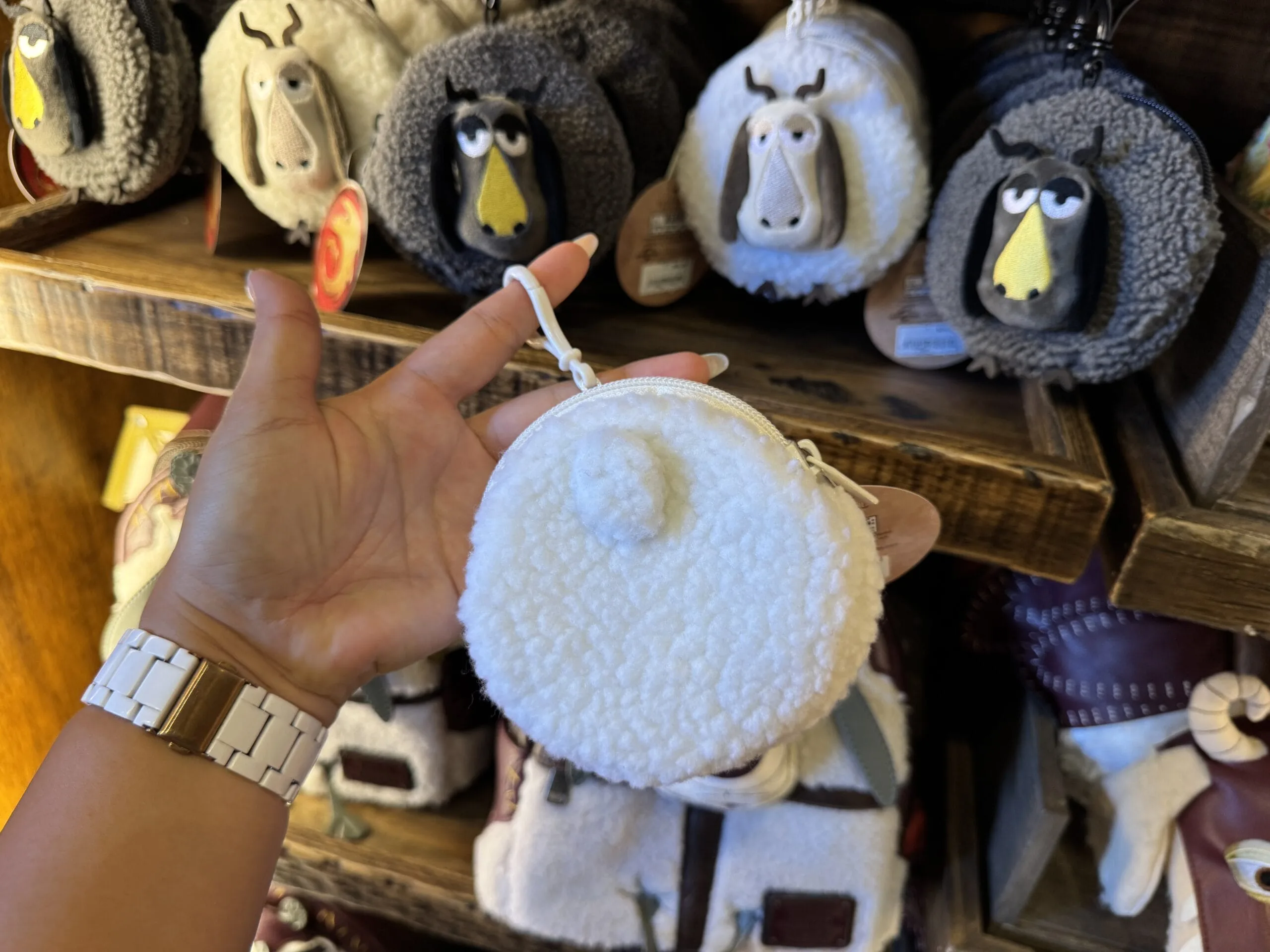 White Zip Pouch Sheep Keychain